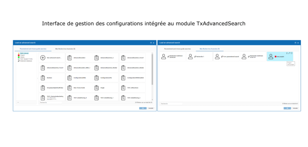 Interface de gestion des configurations intégrée au module TxAdvancedSearch