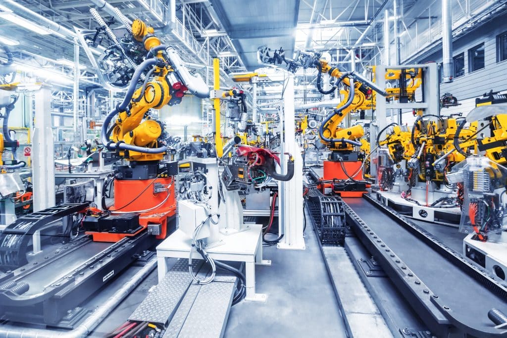 robots in a car factory