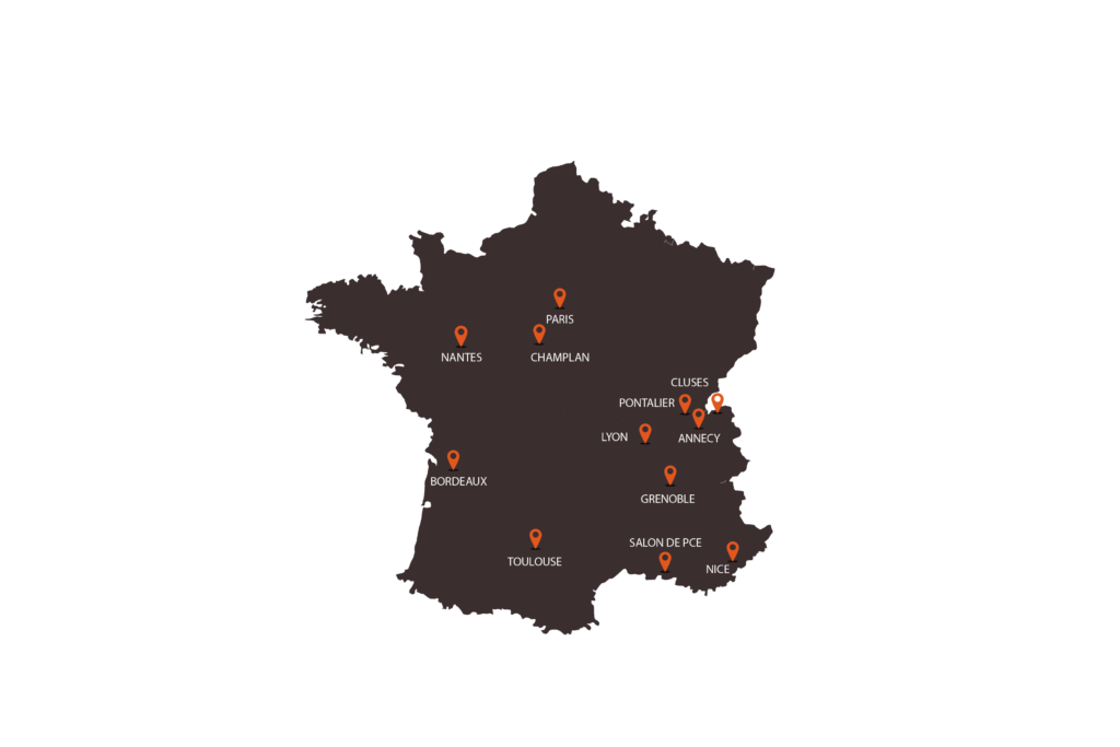 Carte de la France et des différentes agences du Bassetti Group