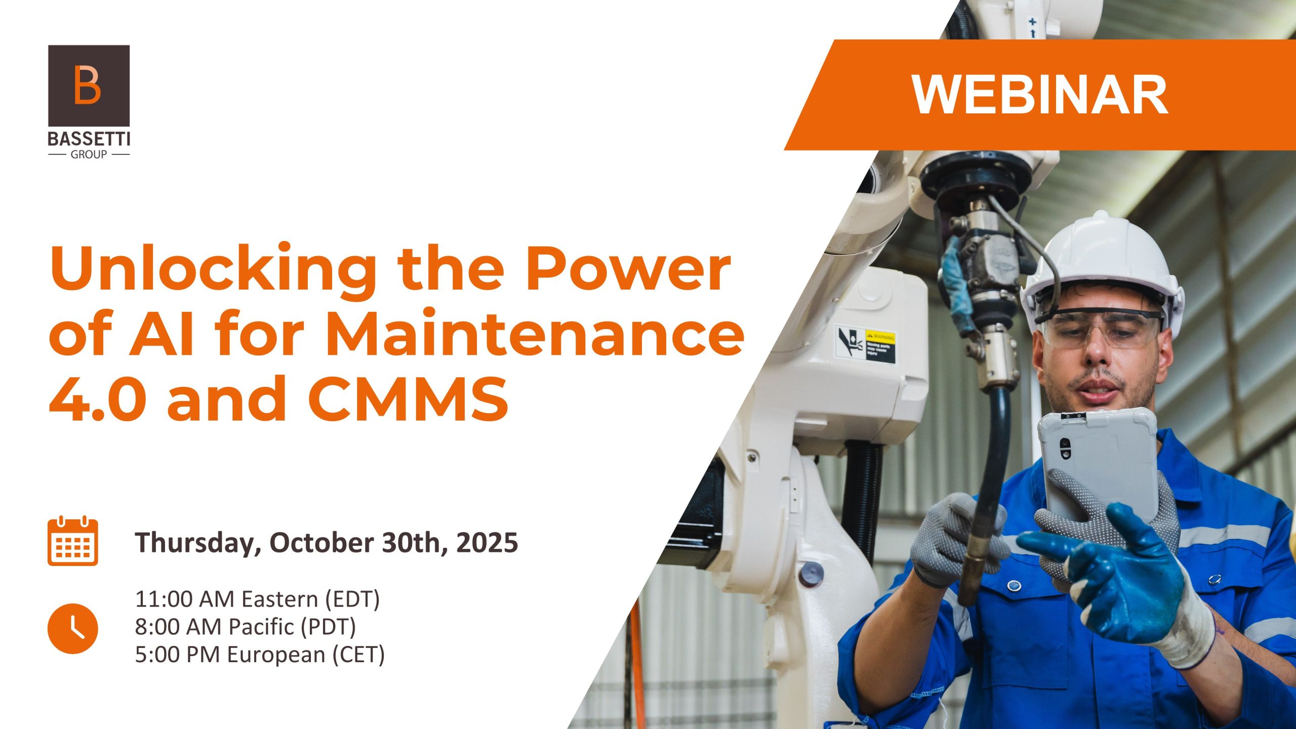 October 30, 2025 Webinar: Unlocking the Power of AI for Maintenance 4.0 and CMMS