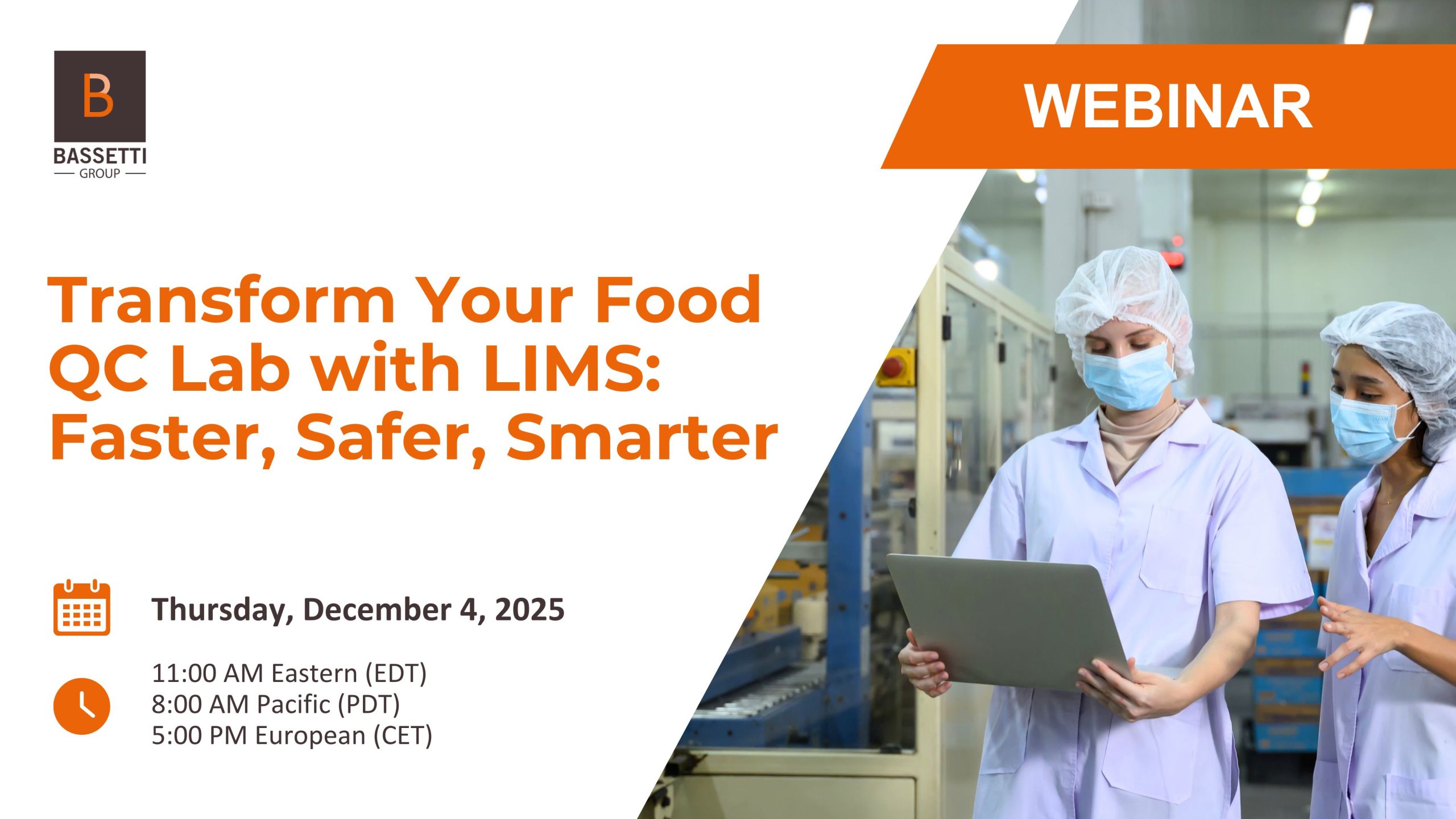 December 4, 2025 Webinar: Transform Your Food QC Lab with LIMS: Faster, Safer, Smarter