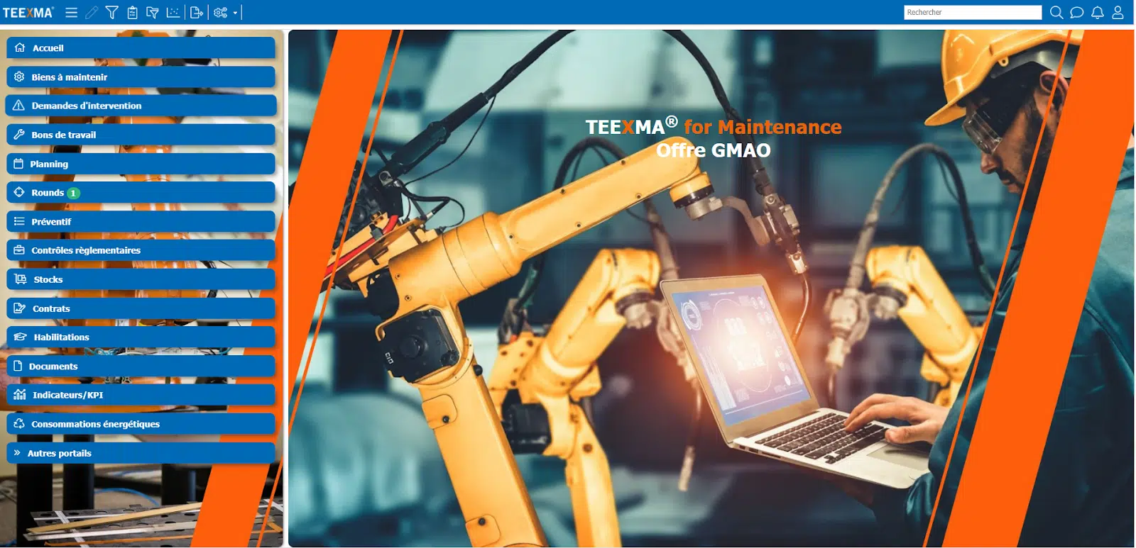 Capture d’écran d’un logiciel GMAO