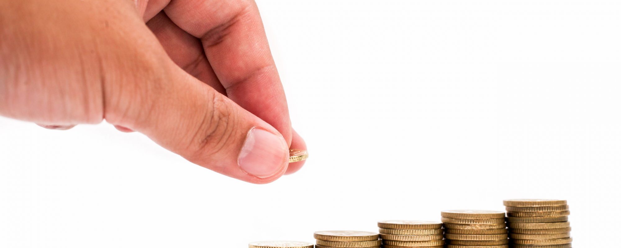 hand with coins isolated